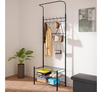 Stand Appendiabiti da Ingresso Struttura Metallo 9 Ganci con scarpiera 3 Ripiani