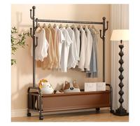 Stand Appendiabiti Da Terra, Attaccapanni Da Muro, Barra Appendiabiti, Appendiabiti In Metallo Con Asta Appendiabiti E Ripiano Portaoggetti, Per Piccolo Spazio(Brown,63x35x168cm)