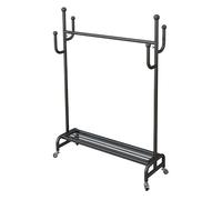 Stand Appendiabiti Da Terra, Porta Abiti Con Ripiano E 4 Ganci, Scaffale Portaoggetti Con Ruote, Stender Salvaspazio Per Camera Da Letto, Negozio Di Abbigliamento(Black,60x172x40cm)