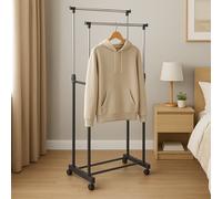 Stand Appendiabiti Doppio 4 Ruote Regolabile in Altezza Stender 80x40 fino 160cm