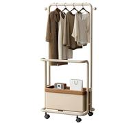 Stand Appendiabiti,Doppio,Appendiabiti Da Terra,Cestini Portaoggetti,Metallico,Adatto Per Camere Da Letto E Corridoi(White,60cm/23.6in)