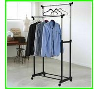 STAND APPENDIABITI DOPPIO CON RUOTE DA TERRA ATTACCAPANNI VESTITI NEGOZIO CASA