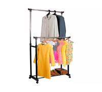 STAND APPENDIABITI DOPPIO CON RUOTE DA TERRA ATTACCAPANNI VESTITI NEGOZIO CASA