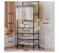 STAND APPENDIABITI DOPPIO CON RUOTE DA TERRA PER ABITI SCARPE SALVASPAZIO NERO