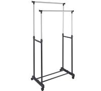 Stand Appendiabiti Doppio con Ruote Stender Regolabile in Altezza 80x40x160cm