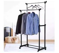 Stand Appendiabiti Doppio con Ruote Stender Regolabile in Altezza 80x40x160cm