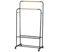 Stand Appendiabiti Doppio Regolabile Nero ed Effetto Legno