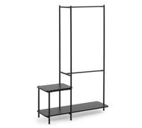 Stand appendiabiti Galatia con panca in melamina e metallo con finitura nera 100 x 150 cm