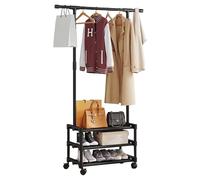 STAND APPENDIABITI IN METALLO CON RUOTE ATTACCAPANNI CON RIPIANI ASTA 56X35X165C