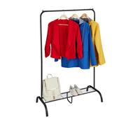 Relaxdays Stand Appendiabiti con Ripiano Porta Scarpe, Asta Attaccapanni da Camera e Ingresso, HLP: 139x90x44 cm, Nero