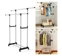 STAND APPENDIABITI REGOLABILE TELESCOPICO CON RUOTE ORGANIZER ABITI DOPPIO
