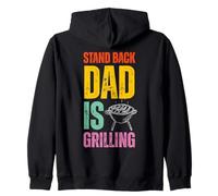 Stand Back Dad Is Grilling Funny BBQ Father's Day Felpa con Cappuccio