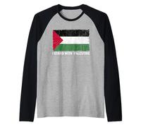 Stand, con, Palestina, Bandiera palestinese, di, Palestina Maglia con Maniche Raglan