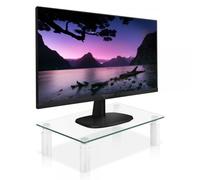 Techly Stand da Scrivania in Vetro Trasparente per Monitor e Laptop – Regolabile