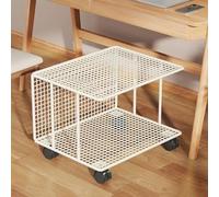 Stand da stampante a 2 livelli, carrello della stampante in metallo con ruote a blocco a 360 °, rack di archiviazione per stampante 3D e laser, scanner(White,48x38x37cm)