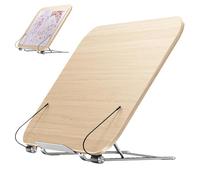 Stand di lettura, contabile, lettera regolabile, libreria a 12 fasi con clip laterali, segno schizzo, mensola della ricetta per cuocere da cucina, supporto laptop in legno il desktop