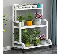 Stand di Piante, Supporto per piante da interno, supporto per piante da giardino, supporto per fiori in metallo a 3 livelli, fioriera per interni ed esterni, supporto per vasi con ruote bloccabili, ri