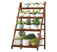 Stand di Piante, Supporto per piante pieghevole in legno, scaffale pieghevole per piante, 4 ripiani, portavasi, scaletta per piante, scaffale per fioriera, scaffale per angolo giardino, balcone, soggi