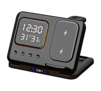 Stand Di Ricarica Wireless - Dock Di Potenza Pieghevole | Caricatore Di Sveglia Wireless | Stazione Di Caricabatterie Veloci, Display A Temperatura Intelligente, Base Di Ricarica Multi-dispositivo, Sv