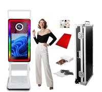 Stand fotografico specchio, schermo tattile da 21,5" con luce quadrata e luce RGB, Mini PC integrato, Magic Mirror Photo Booth per eventi (White, 21.5in Photo Booth With Printer)