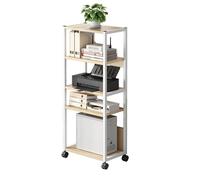 Stand per stampanti mobili, carrello per stampanti a 5 livelli con scaffale di archiviazione, tavolo da stampante alto per ufficio a casa, per supporto per torre per computer(White)