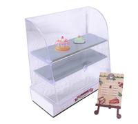 Stand per torta di casa delle bambole, armadio da forno in miniatura - Modello di gabinetto di visualizzazione alimentare,Decorazione della collezione Playhouse divertente per la scuola materna