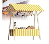 Stand pieghevole del venditore pieghevole di legno con tenda da sole, supporto per l'estrattoimento all'aperto portatile per il mercato degli agricoltori, fiera di commercio, 150x60x200cm, senza ruote