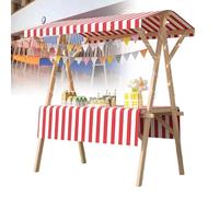 Stand pieghevole del venditore pieghevole di legno con tenda da sole, supporto per l'estrattoimento all'aperto portatile per il mercato degli agricoltori, fiera di commercio, 150x60x200cm, senza ruote