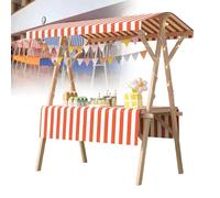 Stand pieghevole del venditore pieghevole di legno con tenda da sole, supporto per l'estrattoimento all'aperto portatile per il mercato degli agricoltori, fiera di commercio, 150x60x200cm, senza ruote