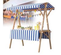 Stand pieghevole del venditore pieghevole di legno con tenda da sole, supporto per l'estrattoimento all'aperto portatile per il mercato degli agricoltori, fiera di commercio, 150x60x200cm, senza ruote