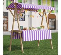 Stand portatile in legno con tettoia, carrello alimentare pieghevole su ruote, bancarella pop-up leggera per venditori ambulanti, ideale per mercati ed eventi all'aperto