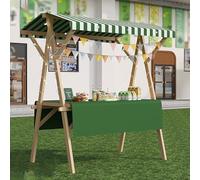 Stand portatile in legno con tettoia, carrello alimentare pieghevole su ruote, bancarella pop-up leggera per venditori ambulanti, ideale per mercati ed eventi all'aperto
