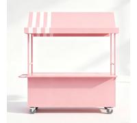 Stand Portatile per Eventi con Tettoia, Stand Espositivo Mobile con Ripiani Portaoggetti e Ruote, Stand Promozionale da Esterno per Fiere, Festival ed Eventi del Brand(Pink,140cm/55in)