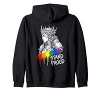 Stand Proud LGBTQ Rainbow Warrior Pride Queen Felpa con Cappuccio
