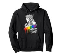 Stand Proud LGBTQ Rainbow Warrior Pride Queen Felpa con Cappuccio