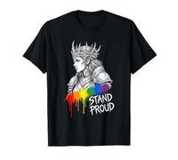 Stand Proud LGBTQ Rainbow Warrior Pride Queen Maglietta