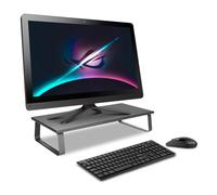 Stand rialzo monitor scrivania universale acciaio legno nero stabile salva spazi