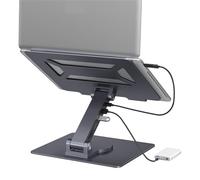 Stand Supporto for laptop 8 in 1 Dock PD ricarica rapida, hub USB pieghevole rotante, supporto regolabile in altezza in lega di alluminio