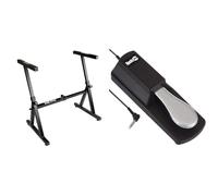 Stand tastiera in stile z-stile pesanti di Rockjam per pianoforti digitali e tastiere elettroniche - Nero & Professionale Pedale Sustain per Pianoforti Digitali e Tastiere Elettroniche