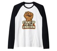 Stand Up for The Unborn PRO-Life Pugno rialzato Retro Vintage Maglia con Maniche Raglan