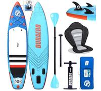 Stand up paddle gonfiabile, sedile per kayak e supporto per fotocamera, pagaia 2 in 1, 330 x 76 x 15 cm, fino a 150 kg, pompa con cinghia da piede, zaino, blu scuro
