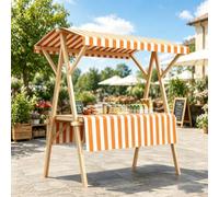 Stand Vendita In Legno Ripiegabile E Portatile Con Tettoia, 120/150cm, Chiosco per Mercato, Portata 200kg, Per Mercati Agricoli, Fiere Di Artigianato E Negozi Temporanei(Orange,L 150cm/59.1in)