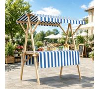 Stand Vendita In Legno Ripiegabile E Portatile Con Tettoia, 120/150cm, Chiosco per Mercato, Portata 200kg, Per Mercati Agricoli, Fiere Di Artigianato E Negozi Temporanei(Blue,L 120cm/47.2in)