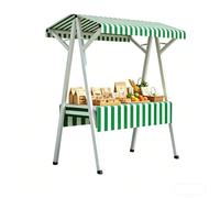 Stand Venditore da Mercato Portatile Pieghevole con Baldacchino a Righe - Tavolo Espositivo in Metallo con Struttura A per Mercato Agricolo, Coffee Cart e Vendite di Dolci(Green,190cm/75in)