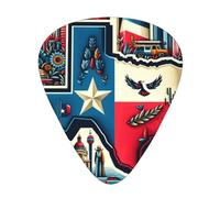 Stand-With-Texas - Confezione da 12 plettri per chitarra con 3 spessori e scatola portaoggetti, plettri in ABS per basso elettrico