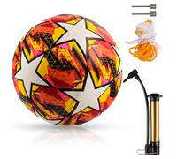 Standard Champions League Calcio da calcio, taglia 5, per bambini e adulti, con pompa a sfera 1, tasca a rete, 2 aghi, regolari n. 5 Ball Football per gioco e allenamento (arancione)