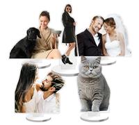 Standee in acrilico con taglio personalizzato, figura ritratto in acrilico personalizzato, decorazione da scrivania regalo per coppie, famiglia, amanti degli animali domestici, anniversario
