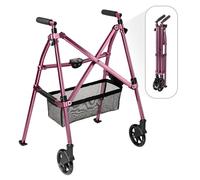 Stander EZ Fold-N-Go Walker, Deambulatore Pieghevole, Camminare Assistere Gli Anziani, Ausilio per la Deambulazione, Rosa Regale