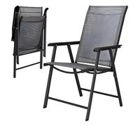 StandHeiz Sedia da giardino pieghevole moderna grigia in textilene traspirante con struttura metallica robusta e piedini antiscivolo - comoda e resistente fino a 150 kg per balcone e terrazzo