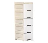 Standing Bagno Cabinet, Tall Floor Storage Cabinet, Vertical Organizer Tower, 5 Tier Drawer Design, Mobile Cabinet with Casters for Kitchen, Living Rooms, Dormitory, 7,09 x 11,81 x 31,5 pollici